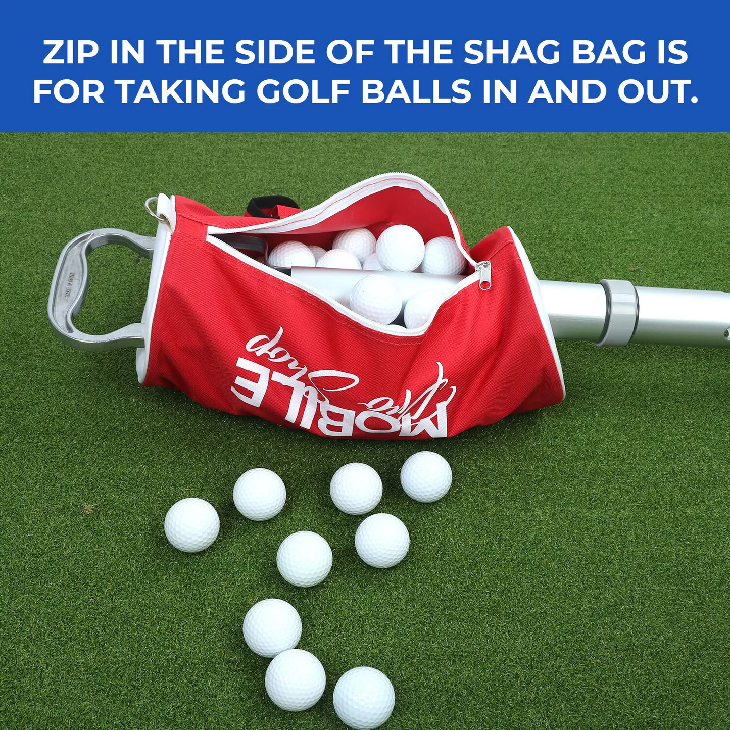 Golf Shag Bag, Ball Retriever with Detachable Tube & Pocket, Holds Up to 70 to 80 golf balls
